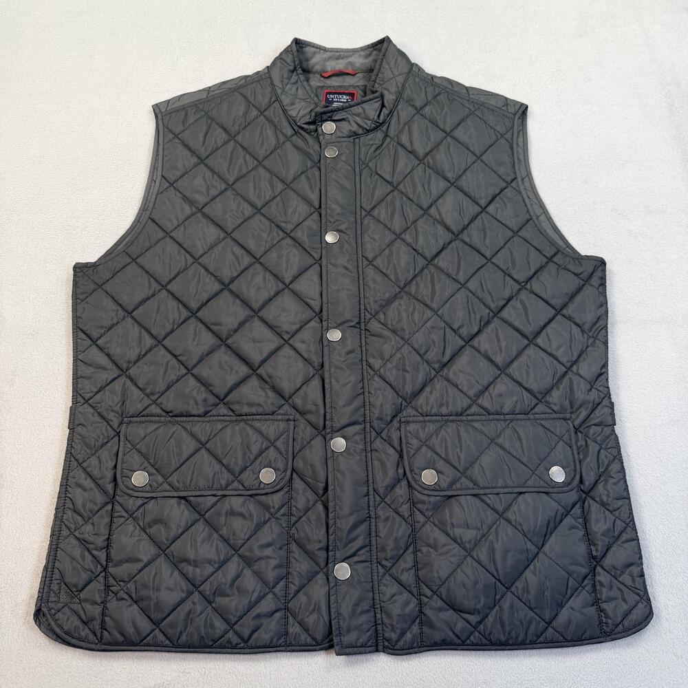 UNTUCKit Wynnwood Vest Mens 2XL Gray Quilted Full Zip Padded Lined Outdoor